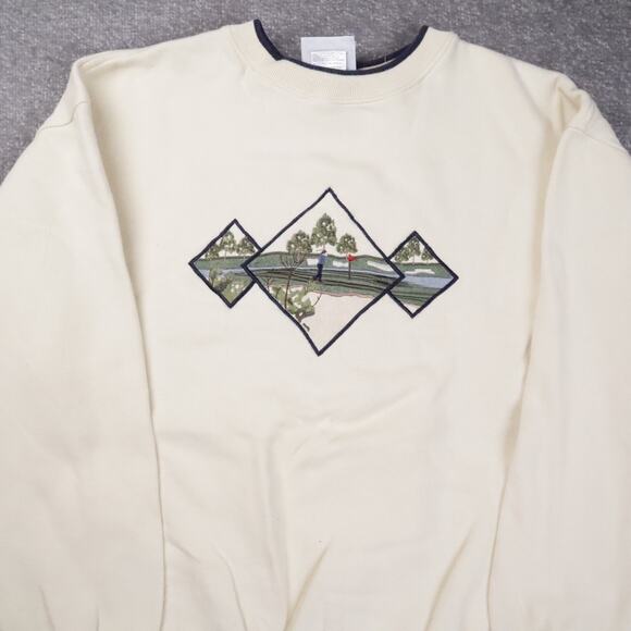 Vintage 90s Embroidered Golf Large Off White Large Long Sleeve Sweatshirt - Picture 10 of 13